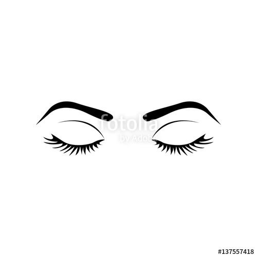 500x500 Monochrome Silhouette With Female Eyes Closed And Eyebrow Vector