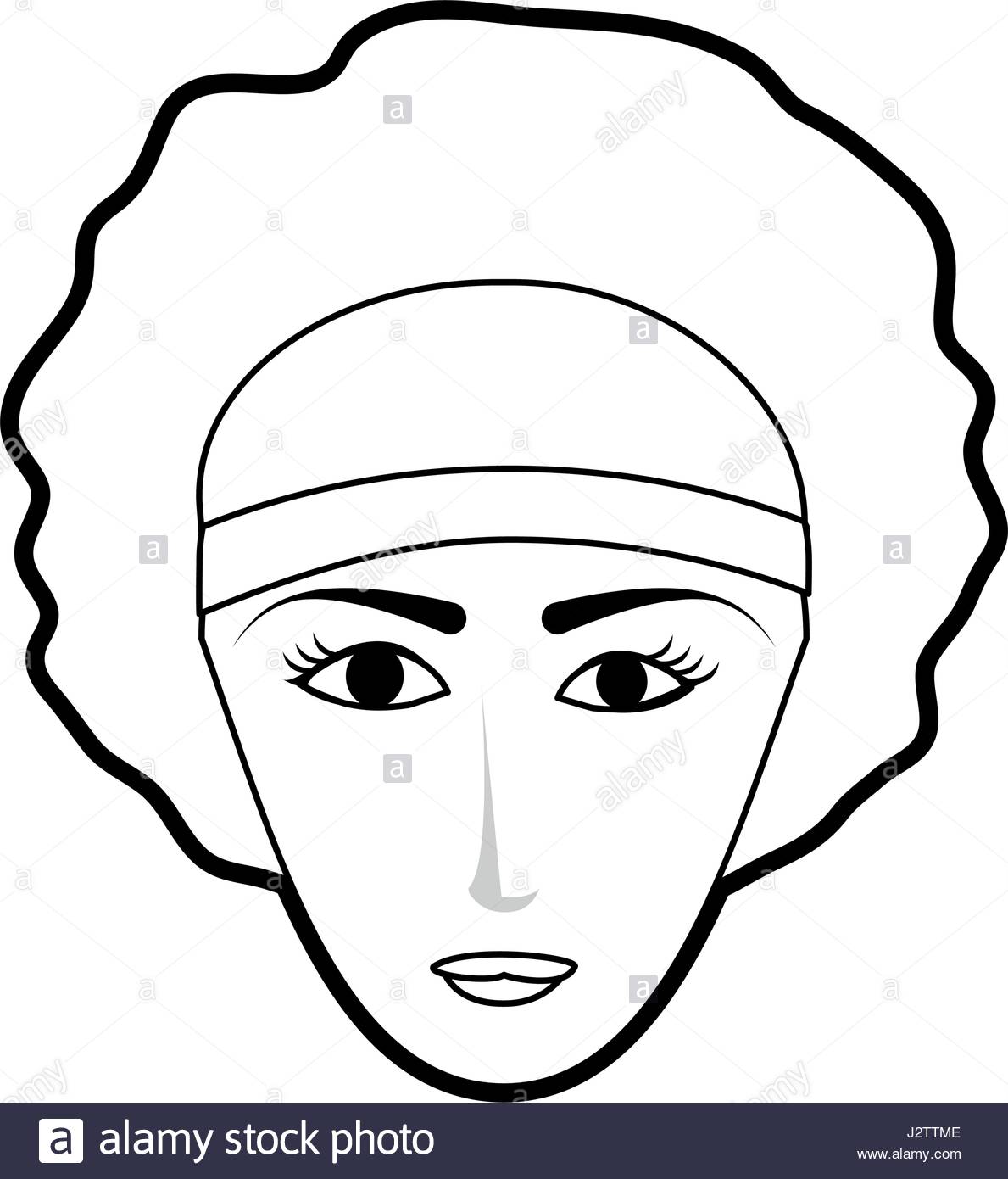 1189x1390 Black Silhouette Cartoon Front Face Woman With Afro Hair Stock