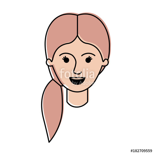 500x500 Female Face With Pigtail Hair In Watercolor Silhouette Vector