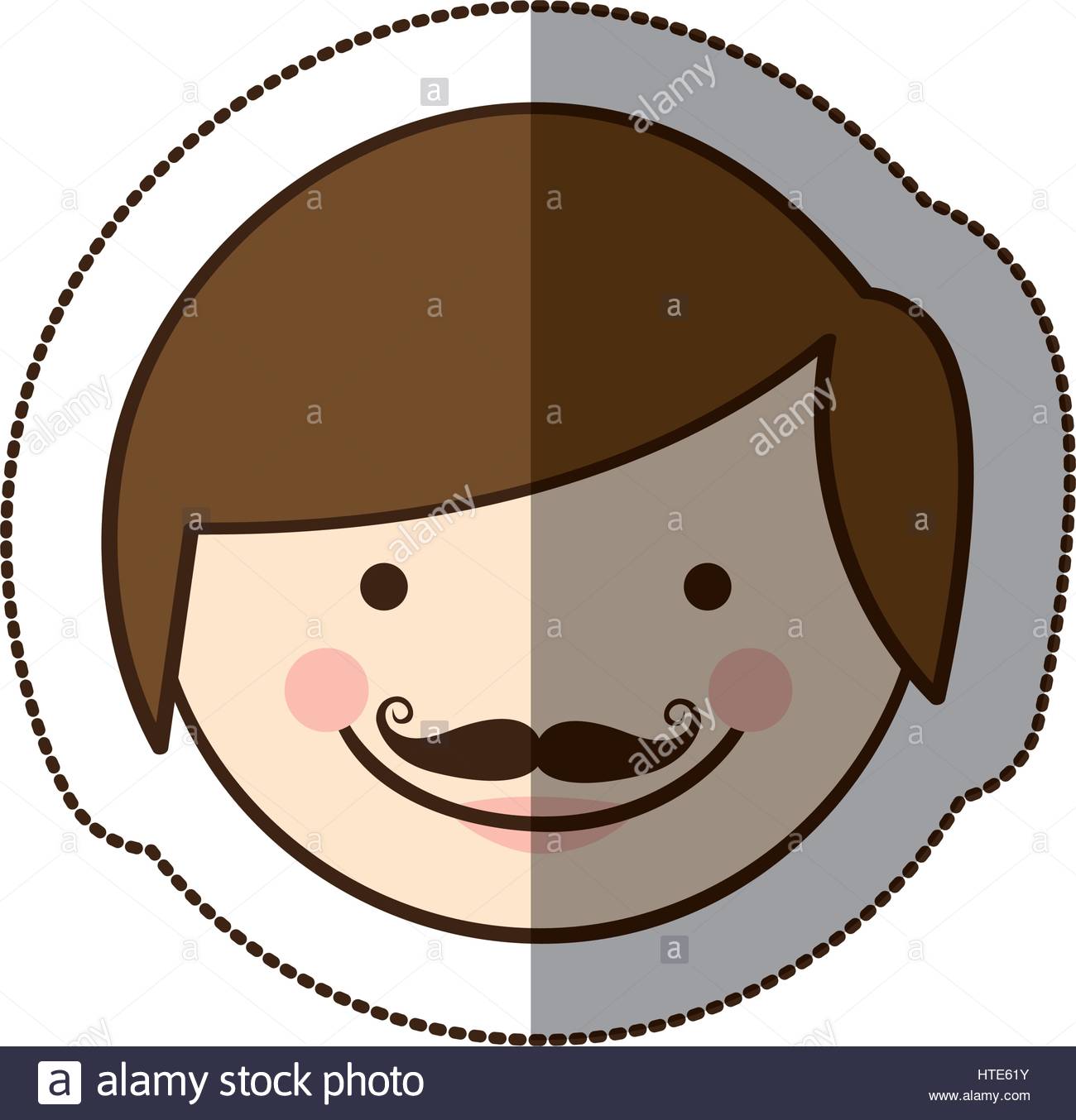 1300x1354 Sticker Front View Colorful Silhouette Cartoon Man Father Face