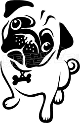 162x248 Pug Puppy Eyes Silhouette 1 Decal Sticker