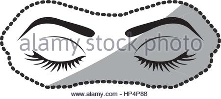 450x201 Sticker Silhouette Woman Eye Closed Stock Vector Art