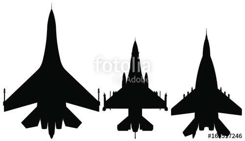 500x289 Vector Silhouette Of The Detailed Fighter Jet F 16. Stock Image
