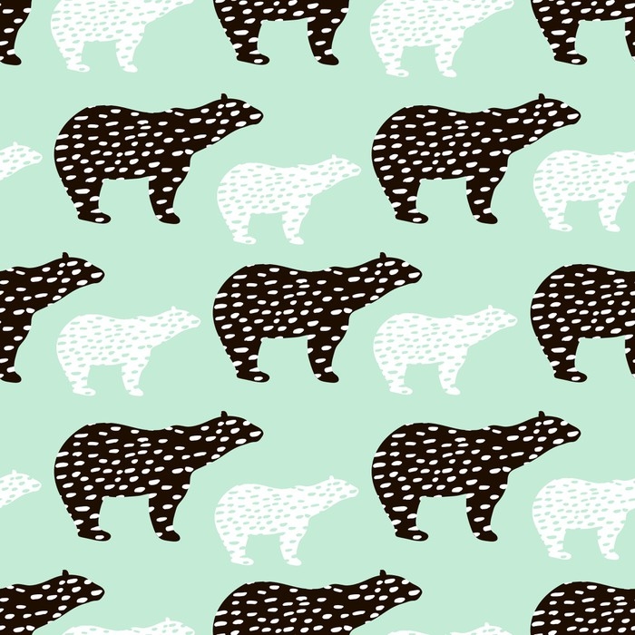 700x700 Seamless Pattern With Polar Bear Silhouette. Perfect For Fabric