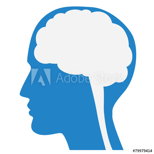 500x500 Human Brain Silhouette With Blue Face Profile.