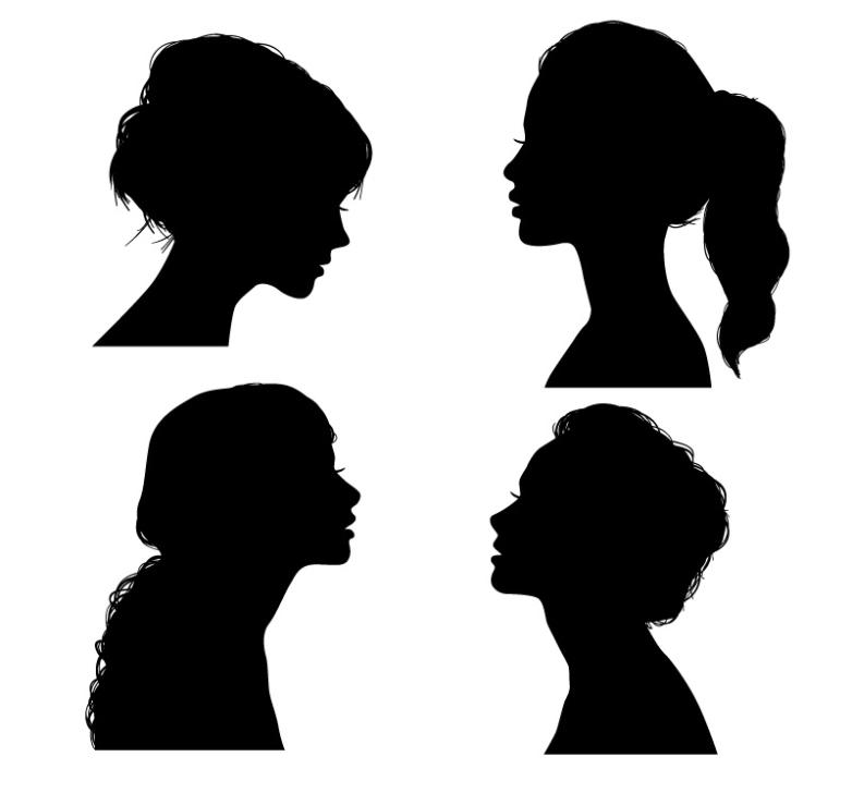 782x728 4 Beautiful Woman Side Face Silhouette Vector Free Vector