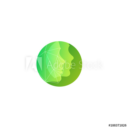 500x500 Green Silhouette Two Face Vector Round Logo Template For Natural