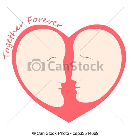 450x470 Romantic Female And Male Silhouette A Head In The Form