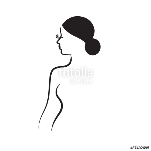 500x500 Beautiful Woman's Profile On White Background. Beauty Logo