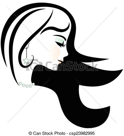 427x470 Beauty Woman Logo. Beautiful Face Of Pretty Woman Silhouette