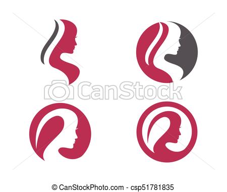 450x380 Beauty Women Face Silhouette Character Logo Template. Woman