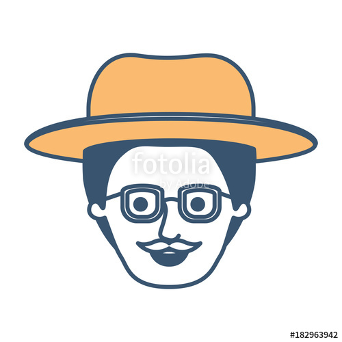 500x500 Male Face With Hat And Glasses With Short Hair And Moustache
