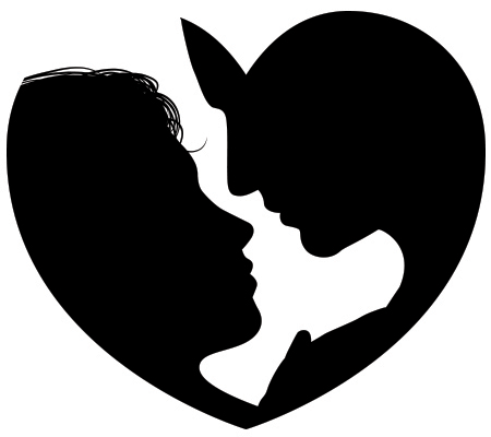 450x400 Couple Heart Silhouette Couple Silhouette, Silhouettes And Svg File