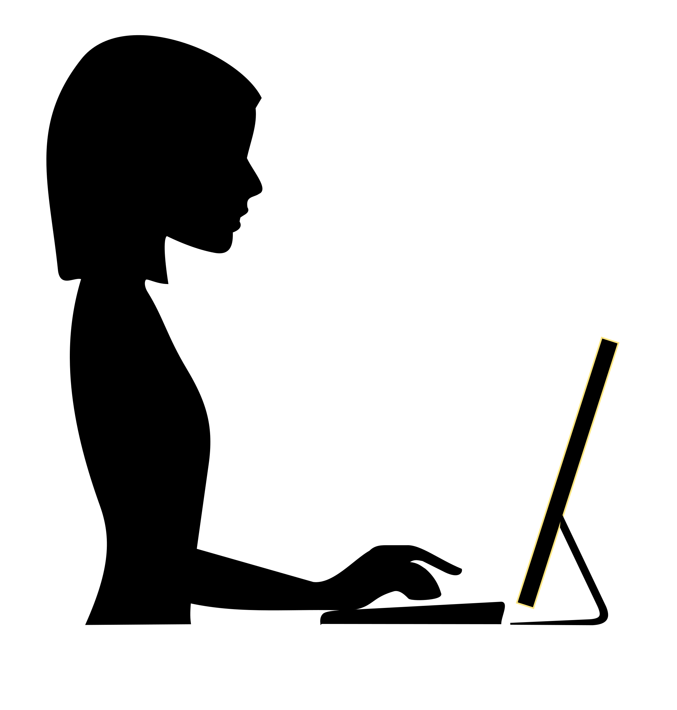 2288x2400 Silhouette Of Female Typing On A Computer By Wt Website Grapics