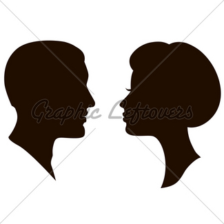 325x325 Man And Woman Face Profile Silhouette, Vector M Gl Stock Images