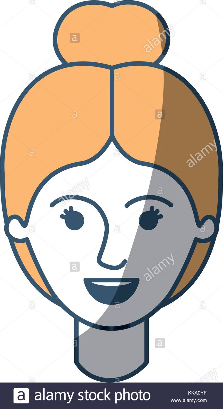 759x1390 Female Face With Collected Hair In Color Sections Silhouette Stock
