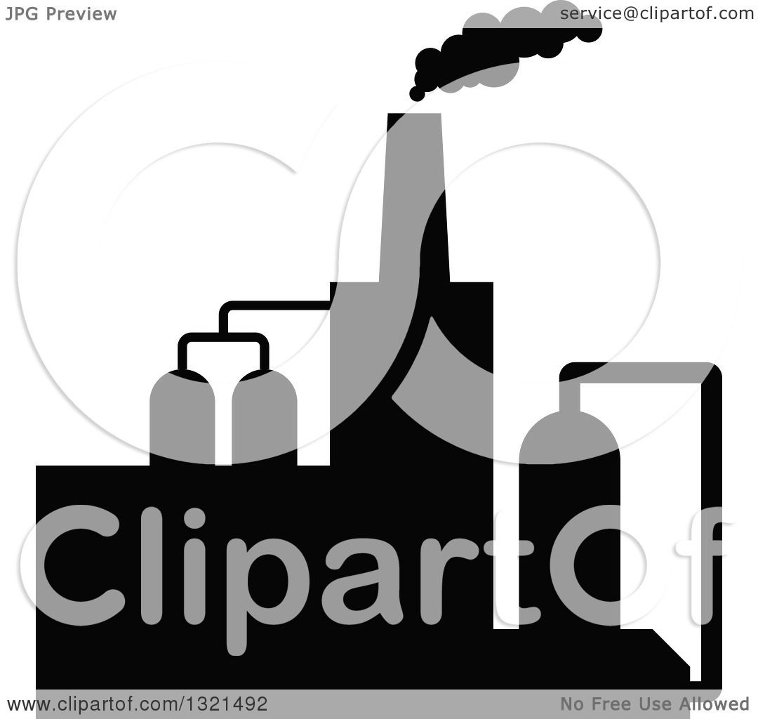 1080x1024 Clipart Of A Black Silhouetted Refinery Factory 28