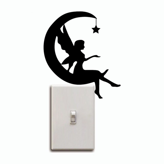 640x640 Kg 244 Moon Fairy Switch Sticker Crescent Moon Silhouette Wall