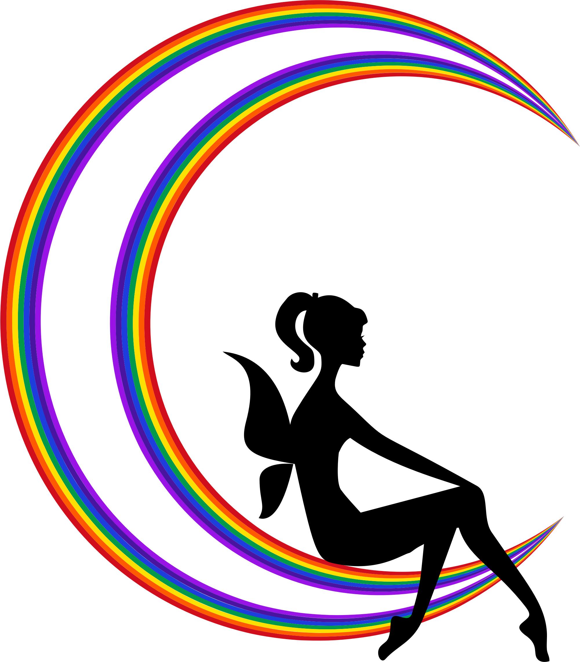 2001x2284 Fairy Relaxing On The Rainbow Crescent Moon Icons Png