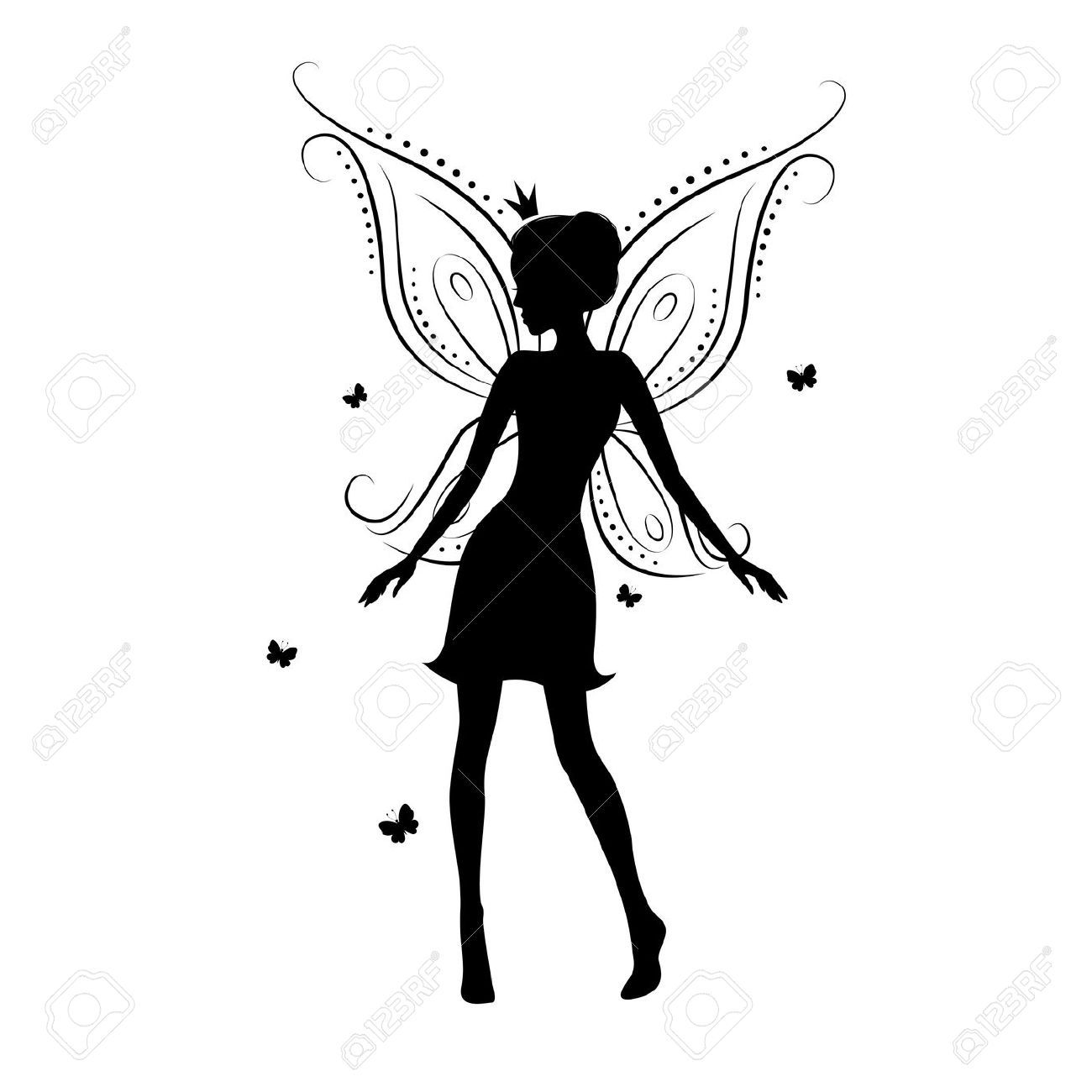 1300x1300 19843208 Beautiful Fairy Silhouette On A White Background Stock