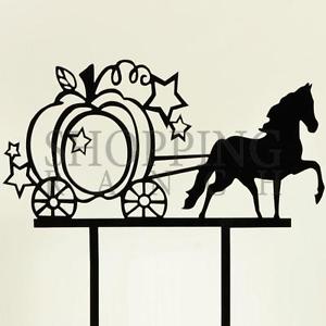 300x300 Fairytale Wedding Princess Horse Amp Carriage Acrylic Black Cake