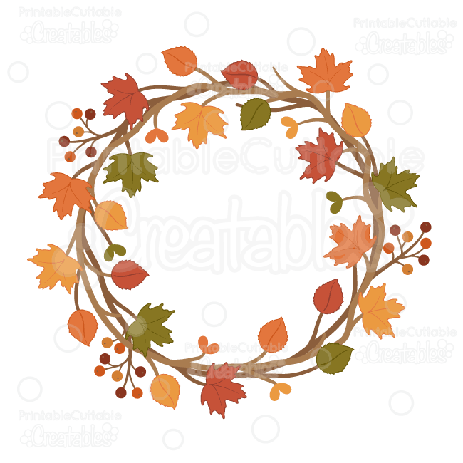 650x650 Autumn Wreath Svg Cuttable Clipart Cut File For Silhouette, Cricut