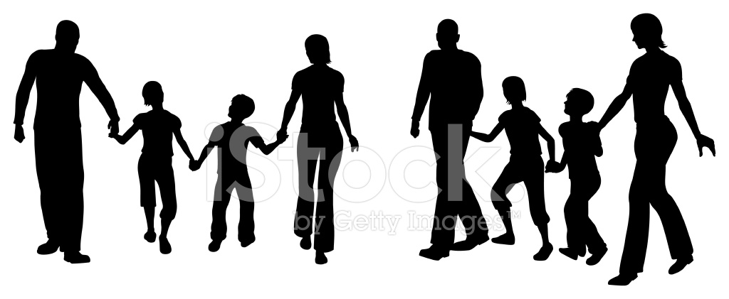 1024x421 Family Of Four Silhouette Stock Vector