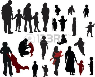 400x326 Vector Silhouettes Of Family (Mother, Father, Boys And Girls
