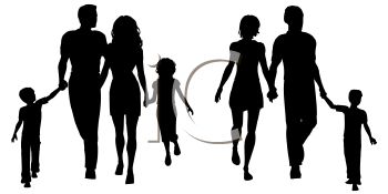 350x175 Two Families Walking Silhouette