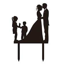 225x225 Wedding Anniversary Silhouette Family Cake Topper Couple With Girl