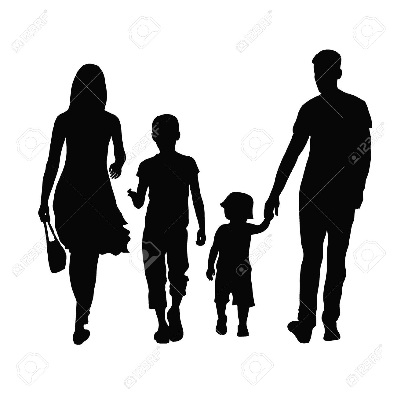 Family Of Five Silhouette at GetDrawings.com | Free for personal use