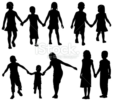 380x339 Free Clipart Silhouette Family With Young Children Holding Hands