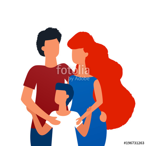 500x500 Family Portrait Illustration In Simple Flat Design Isolated