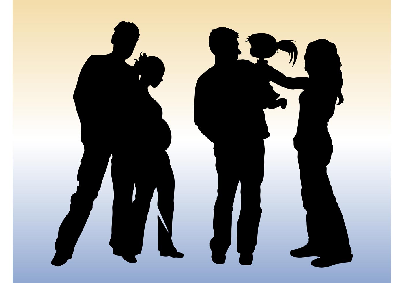 1400x980 Family Silhouette Vectors