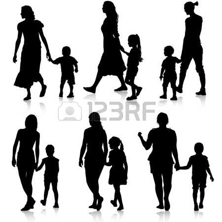 450x450 Family With 6 Children Silhouette Clipart Collection