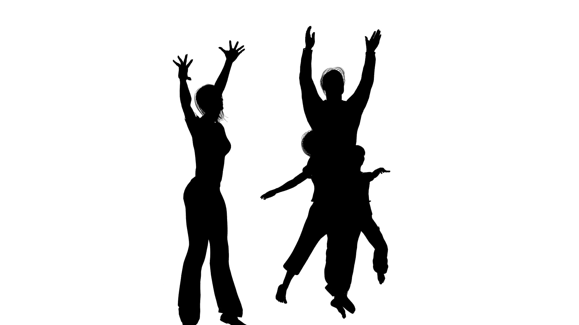 1920x1080 Happy Family Of Four Silhouette Stock Video Footage