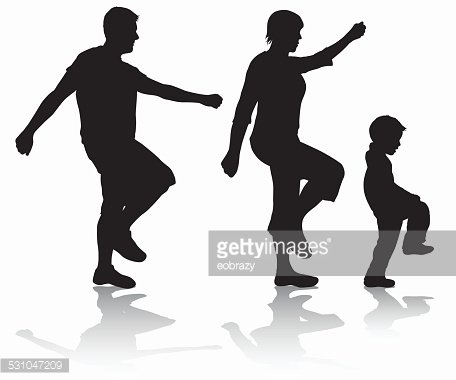 456x380 Family Walking Silhouettes Premium Clipart