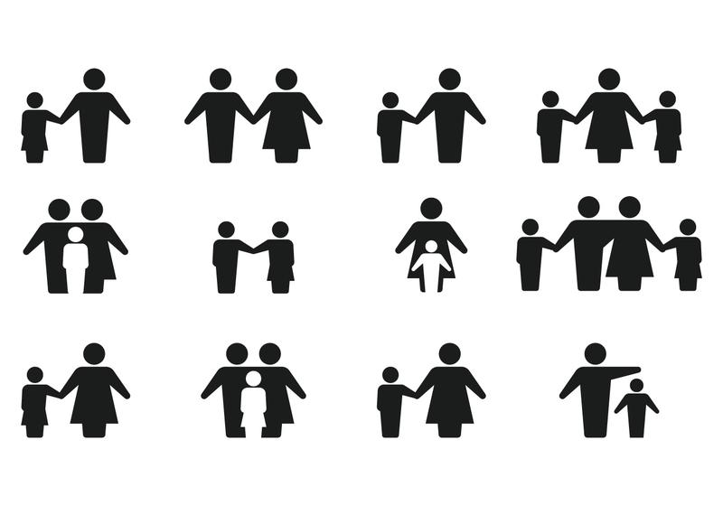 800x560 Simple Silhouette Family Icon Vectors