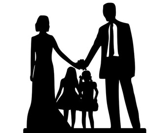 340x270 Wedding Cake Topper Family Silhouette Wedding Cake Topper