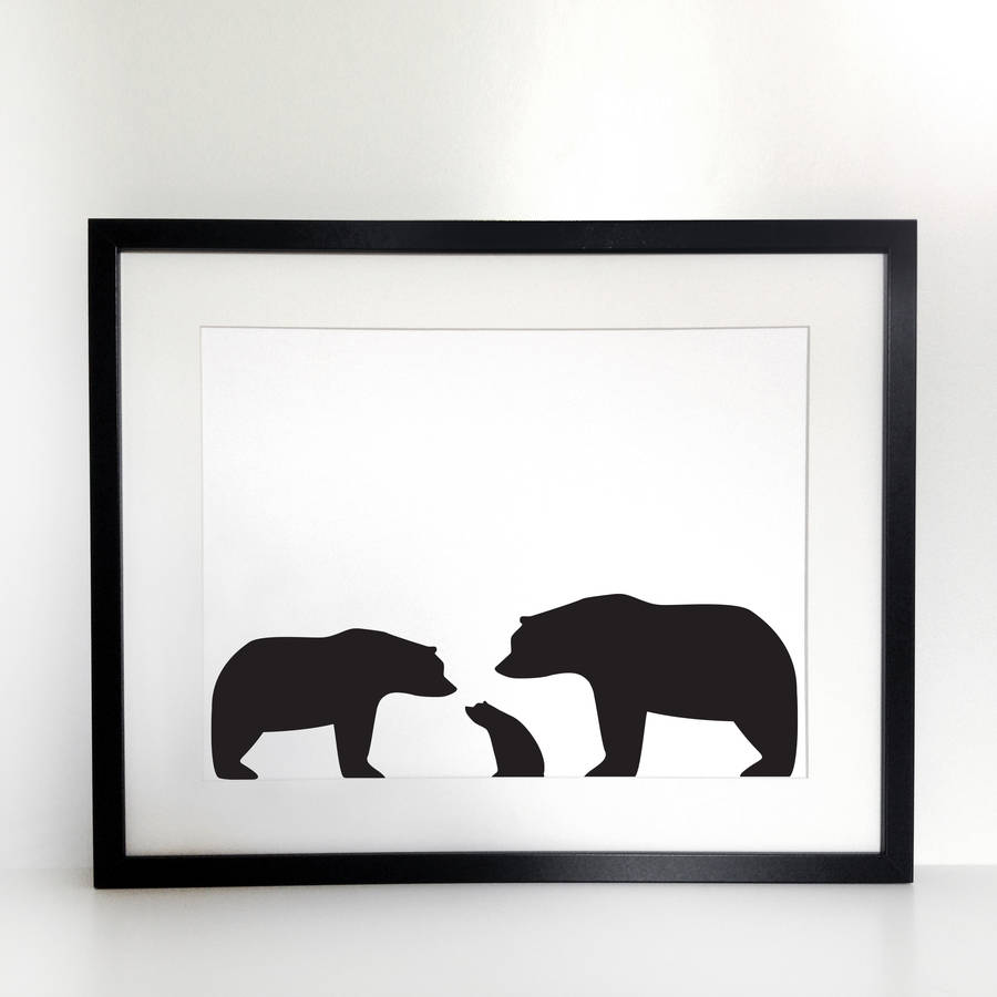 900x900 Bear Family, Personalised Silhouette A4 Print By Heather Alstead