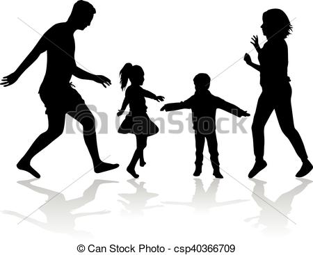 450x367 Family Silhouettes Silhouette Of A Happy Family. Vector Clipart