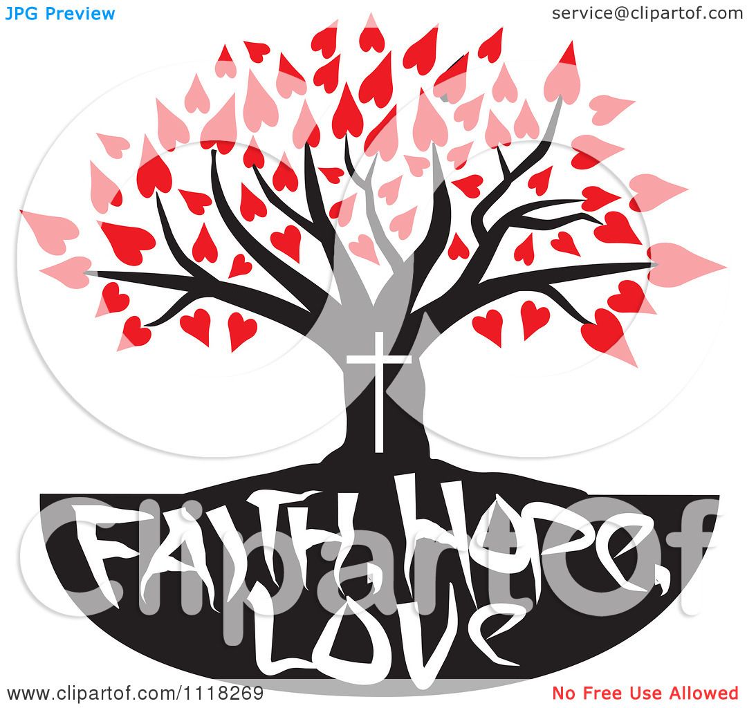 1080x1024 Cartoon Of A Christian Family Tree With Faith Hope Love Text