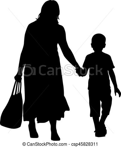 387x470 Silhouette Of Happy Family On A White Background. Vector Clip Art