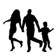 190x190 Family With Two Children Silhouette Vector Premium Clipart