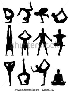 236x314 Eleven Famous Silhouettes Of Yoga Positions On White Background