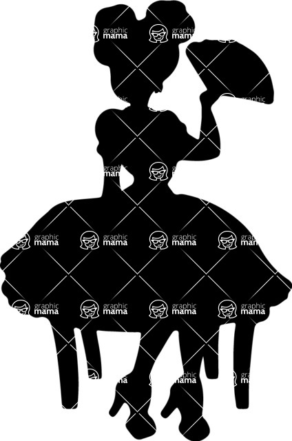 424x640 Pin Up Girl Holding A Hand Fan Vector Silhouette Graphicmama