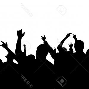 300x300 Photostock Vector Concert Crowd Silhouette Large Group People