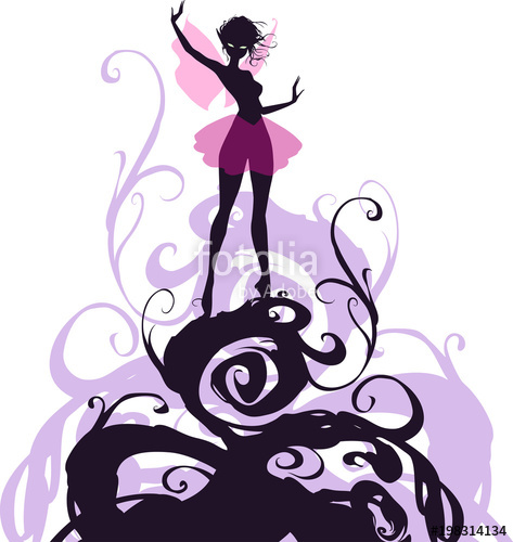 473x500 Fantasy Cartoon Silhouette Illustration Of An Elegant Elf Girl