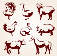200x199 Farm Animal Silhouette Collection Stock Vector
