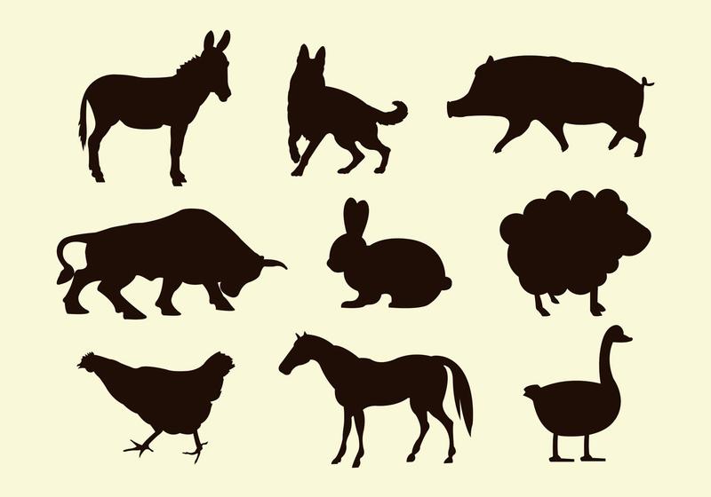 800x560 Silhouettes Of Farm Animal Vectors